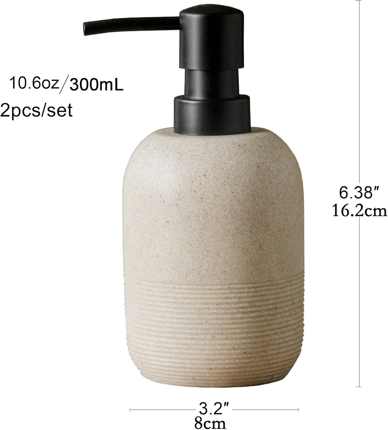 2pcs/Set Beige Hand Soap Dispenser Sets,Resin Liquid Soap Dispenser for Bathroom Countertop,Dish Wash Soap Dispenser for Kitchen-10.6oz. - Image 4