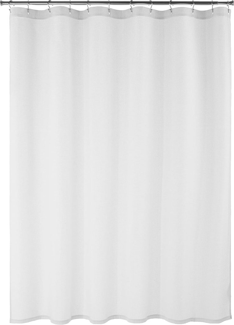 Waffle Weave Shower Curtain, 50% Recycled Poly/50% Bci Cotton, White, 72″ x 72″