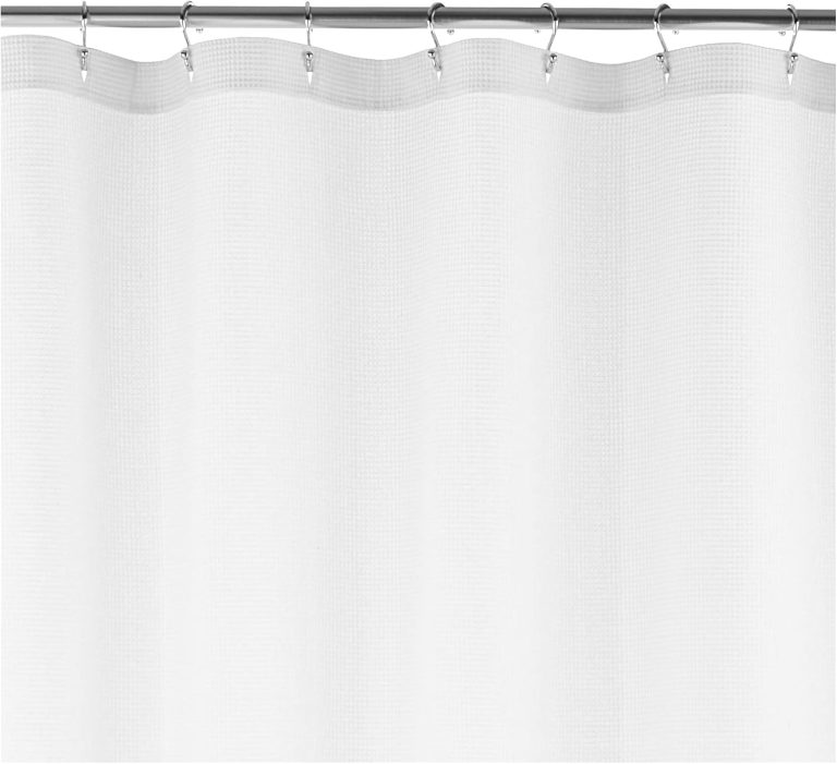 Waffle Weave Shower Curtain, 50% Recycled Poly/50% Bci Cotton, White, 72″ x 72″