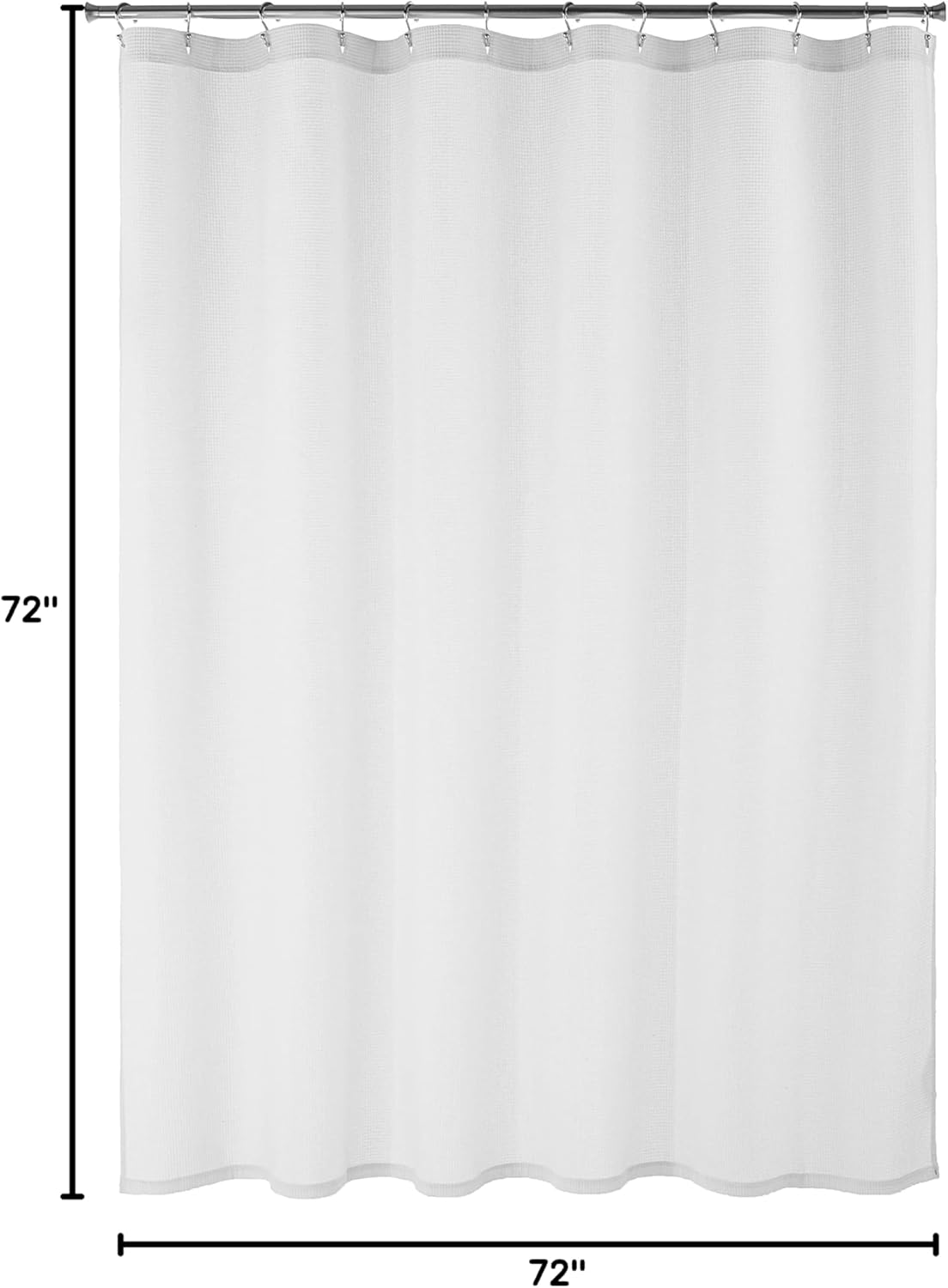 Waffle Weave Shower Curtain, 50% Recycled Poly/50% Bci Cotton, White, 72" x 72" - Image 5