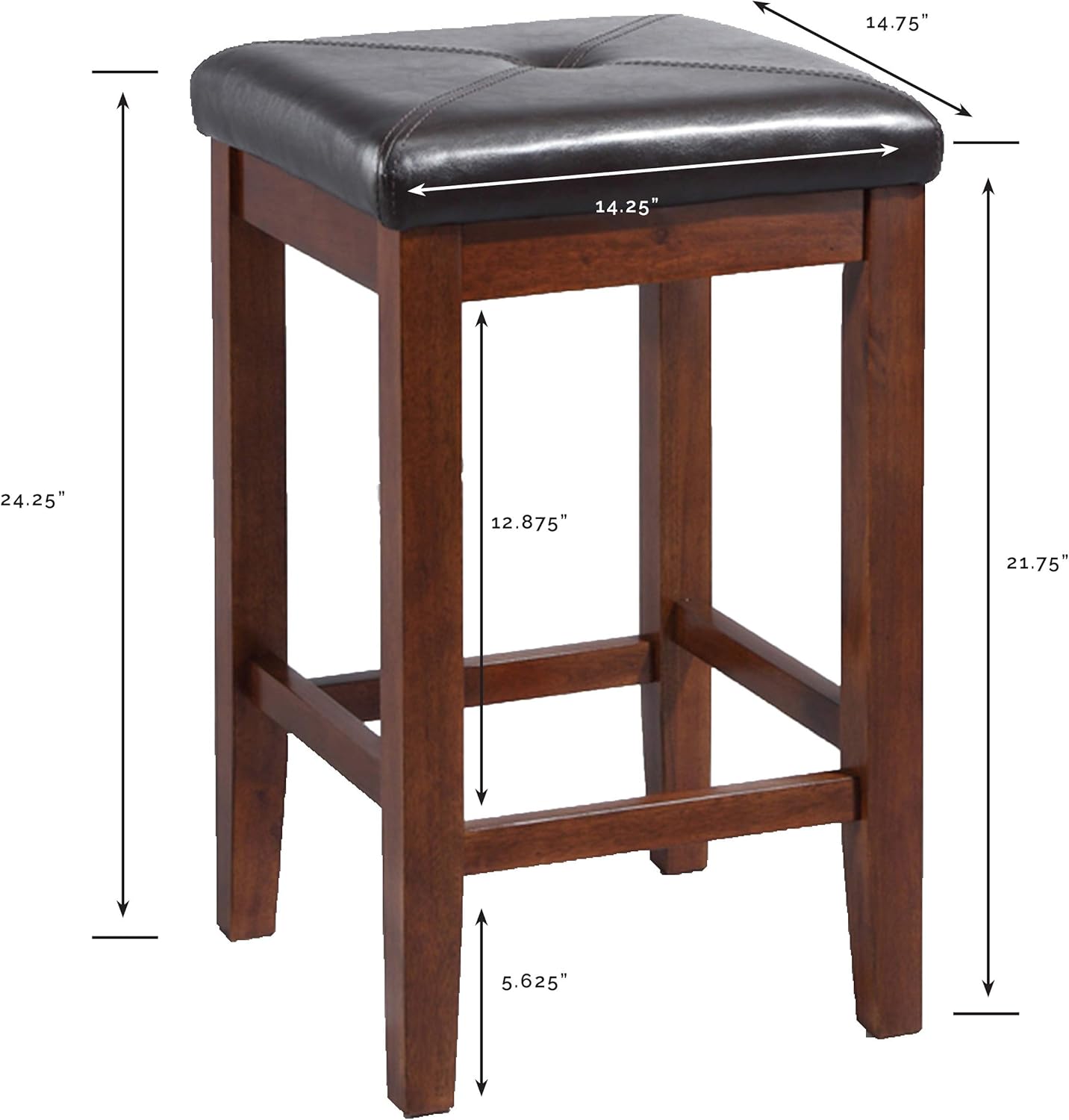 Crosley Furniture Upholstered Square Seat Counter Height Bar Stools Set of 2, Vintage Mahogany, 24-inch - Image 3