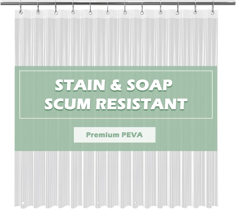Clear Shower Curtain Liner Light Weight PEVA, Shower Liner 72×72 Inches, Waterproof, No Chemical Smell with 12 Rust Proof Metal Grommets for Bathroom Shower Curtain