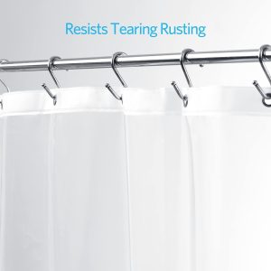 Clear Shower Curtain Liner Light Weight PEVA, Shower Liner 72×72 Inches, Waterproof, No Chemical Smell with 12 Rust Proof Metal Grommets for Bathroom Shower Curtain