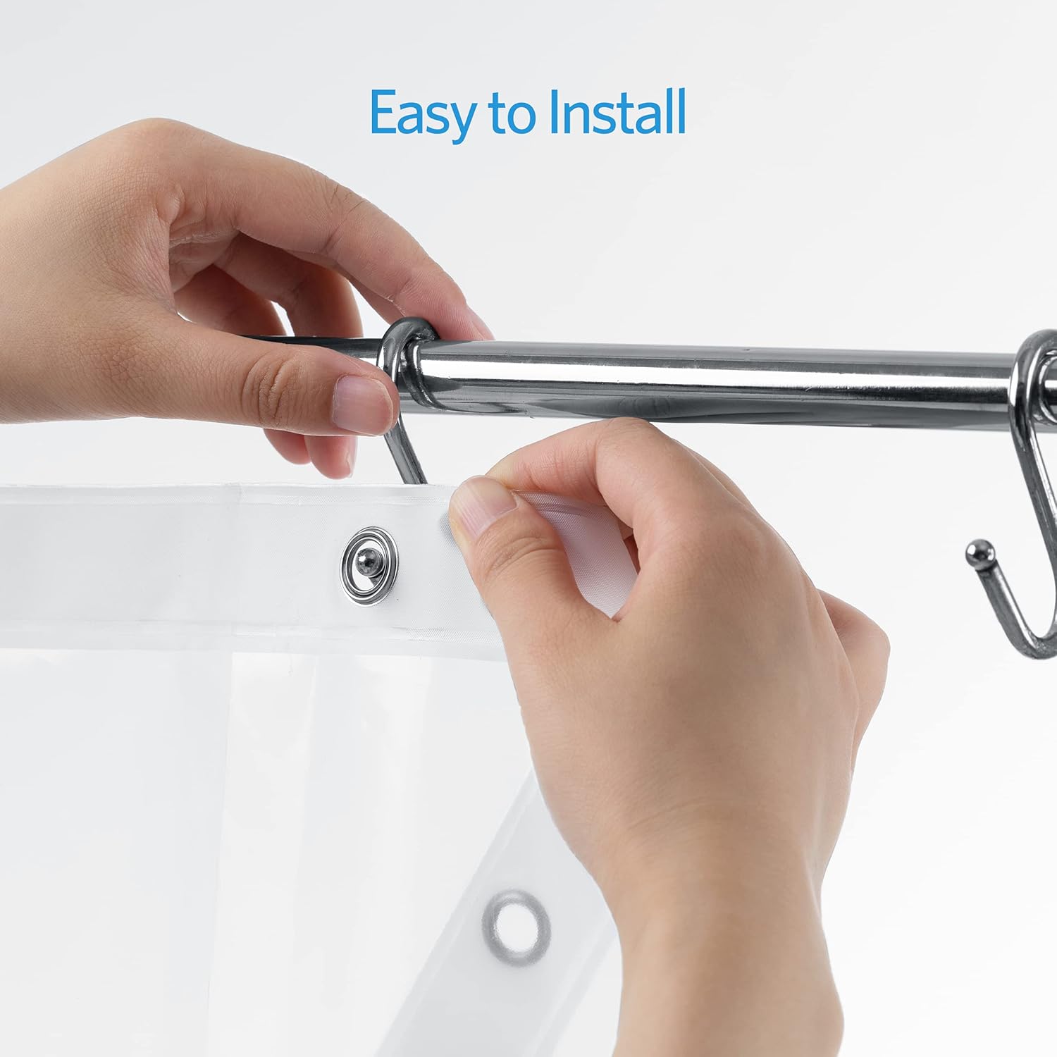 Clear Shower Curtain Liner Light Weight PEVA, Shower Liner 72x72 Inches, Waterproof, No Chemical Smell with 12 Rust Proof Metal Grommets for Bathroom Shower Curtain - Image 5